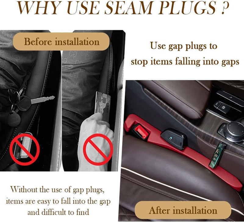 Junecarp 2PCS Car Seat Gap Filler - Elastic Car Seat Gap Filler Organizer Universal for Car Truck Suv Between Seat and Console - Prevent Items from Droping - Add Style to Your Car Accessories (Red/2pcs) - Image 3